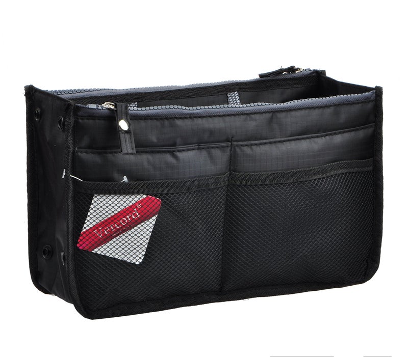 Vercord Updated Purse Handbag Organizer Insert Liner Bag in Bag 13 Pockets Black Medium - Image 1